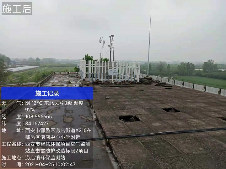 涝店镇空气监测站直击雷防护改造工程